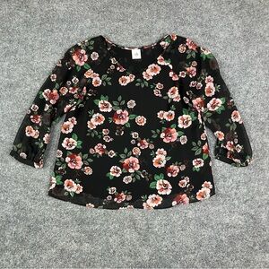 CAbi Kids Floral Blouse - Black and Pink